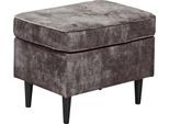 Hocker ED EXCITING DESIGN "Oskar", grau (stone), B:63cm H:43cm T:42cm, 100% Polyester, Hocker, Hocker, mit Massivholzfüßen