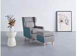 Ohrensessel HOME AFFAIRE "Thisted, B: 73 cm, Sitzhöhe: 46 cm", blau (petrol), B:73cm H:99cm T:85cm, 100% Polyester, Sessel, Ohrensessel, farblich abgesetzt - modern und frisch