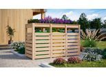 Mülltonnenbox KARIBU "Mülltonnenunterstand 3 mit Hochbeet", beige (naturbelassen), B:238cm H:143cm T:87,6cm, Holzwerkstoff, Aufbewahrungsboxen, Mülltonnenbox, naturbelassen oder anthrazit