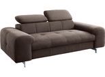 2-Sitzer COTTA "Chef", espresso, B:201cm H:72cm T:105cm, Chenille (90% Polyester, 10% Polyamid);Struktur (100% Polyester), Sofas, mit Kopfteilverstellung