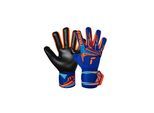 Torwarthandschuhe REUSCH "Attrakt Freegel Duo NC", Damen, Gr. 7.5, dunkelblau, orange, 39% Latex, 28% Polyester, 5% Polyamid, 3% Polyurethan, Handschuhe, mit 3D-Latex-Noppen an der Innenseite