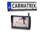 CARMATRIX Solar Funk Rückfahrsystem HD Rückfahrkamera im Nummernschild mit 2 PDC Sensoren Solarpanel