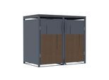 Mülltonnenbox Anthrazit mit Holzoptik für 2 Mülltonnen 240L 132x80x116cm Pedal