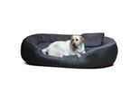 Tierlando Hundebett PHILIP VIP Kunstleder Velours 110 140 170cm XL XXL XXXL schwarz/ graphit 1,1 m, 25 cm, 80 cm