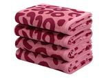 Handtuch Set OTTO HOME "Anna Leopardenmuster, 4-tlg Handtuch-Set, 50x100cm, 100% Baumwolle", bordeaux, beere, 4 Stk., Frottiervelours, Frottiervelours, Obermaterial: 100% Baumwolle, Handtücher, Handtuch Set, Handtücher, weich, saugstark, modern, Leo, Animal Print, Topseller
