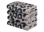 Handtuch Set OTTO HOME "Anna Leopardenmuster, 4-tlg Handtuch-Set, 50x100cm, 100% Baumwolle", anthrazit, grau, 4 Stk., Frottiervelours, Frottiervelours, Obermaterial: 100% Baumwolle, Handtücher, Handtuch Set, Handtücher, weich, saugstark, modern, Leo, Animal Print