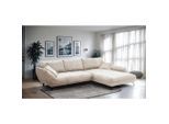 Livetastic Ecksofa Biarritz, Beige, Metall, 3-Sitzer, Füllung: Silikon, Schaumstoffflocken,Schaumstoff, Ottomane rechts, L-Form, 324x205 cm, Made in EU, Rücken echt, Wohnzimmer, Sofas & Couches, Wohnlandschaften, Ecksofas