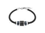 Lederarmband TOM TAILOR "Schmuck Geschenk Edelstahl Leder Kautschuk", schwarz (edelstahlfarben, schwarz, blau), Armbänder, Herren, 22cm, Edelstahl Kautschuk Leder, Edelstahl, Kautschuk, Leder, Lederarmband
