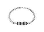 Armband TOM TAILOR "Schmuck Geschenk Edelstahl", silberfarben, schwarz, Armbänder, Herren, 22cm, Edelstahl Kautschuk, Edelstahl, Kautschuk, Armband