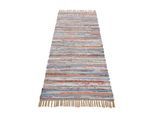 Teppich CARPETFINE "Kelim Chindi, Wendeteppich", grau (taupe), B:80cm H:6mm L:300cm, Baumwolle, Polyester, Teppiche, Teppich, handgewebt, Fleckerlteppich mit Fransen, auch vielen in Läufergrößen