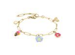Armband COOL TIME "Schmuck Edelstahl Armkette The Cool Charm", gold (gelbgoldfarben, pink, rosa, gelb, hellblau, schwarz), Armbänder, Mädchen, 17cm, Edelstahl, Armband