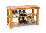 tectake® Schuhbank, Bambus, viel Zwischenraum, 70 x 28 x 45,5 cm