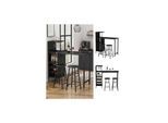 Vicco Bartisch-Set Naila Schwarz 121,5 x 40 cm mit 2 Hocker