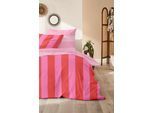 Bettwäsche PRIMERA "Renforce-Bettwäsche Color Block", pink, B/L: 155cm x 220cm, 1 Stk., 1 Stk., Renforcé, B/L: 80cm x 80cm, 2 Stk., Renforcé, Obermaterial: 100% Baumwolle, Bettwäsche, Bettwäsche, mit kräftigen und sanften Farbkombinationen