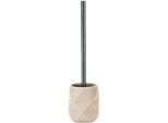 WC-Garnitur KLEINE WOLKE "Crackle", beige (sandbeige), B:10,6cm H:39cm L:10,6cm, Polyresin (Kunststein), Reinigungsbürsten, WC-Garnitur