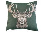 Dekokissen HOME WOHNIDEEN "CIERVO", grün, B:45cm L:45cm, Baumwolle, Polyester, Dekokissen_Sitzkissen_Kissenhüllen, Dekokissen, mit Füllung, Gobelin