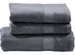 Handtuch Set DONE. "Deluxe", grau (anthrazit), 3 Stk., Zwirnfrottee, Zwirnfrottee, Zwirnfrottee, Handtücher, Handtuch Set, aus hochwertigem Zwirnfrottier