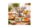 Fondue Set Edelstahl mit Keramikschale Stövchen und Gabeln