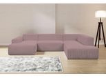 Wohnlandschaft WERK2 "Zeus-U, 330 cm breit, viel Platz, modern und zeitlos", rosa (rose), B:330cm H:70cm T:263cm, 90% Polyester, 10% Nylon, Sofas, Wohnlandschaft, Curvy Trend mit urbaner Optik auch in weichem Cord, U-Form