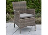 Gartensessel MERXX "Teneriffa", beige (beige, grau), B:61cm H:84cm T:61cm, Obermaterial: 100% Polyester. Füllung: 100% Polyurethan, Sessel, Gartensessel, 2er Set, Polyrattan, inkl. Sitzkissen