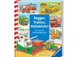 Kinderbuch RAVENSBURGER "Pappbilderbuch, Bagger, Traktor, Müllabfuhr", bunt, B:21,5cm H:24cm, Bücher, Kinderbuch
