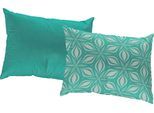 Dekokissen ADAM "Retro Floret", blau (petrol, geblümt), B:40cm L:60cm, Obermaterial: 100% Baumwolle, Dekokissen_Sitzkissen_Kissenhüllen, Dekokissen, GOTS zertifiziert