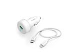 HAMA Smartphone-Ladegerät "Auto Schnellladegerät mit Ladekabel Lightning, PD, 20W, 1 m, Weiß", weiß, B:9cm H:3,5cm T:19,5cm, Ladegeräte, Smartphone-Ladegerät