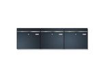 Metzler Briefkasten BK212-RE, horizontale 3er-Ausführung, austauschbare Namensschilder, abschließbar, B 1170 x T 116 x H 343 mm, Stahl, anthrazitgrau RAL 7016