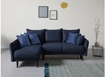 Ecksofa HOME AFFAIRE "Asra L-Form, B: 240 cm", blau (marineblau, blau), B:240cm H:95cm T:170cm, 100% Polyester, Sofas, Ecksofa, Bettfunktion, Bettkasten, Taschen & 3 Zierkissen, Federkern