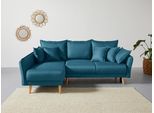 Ecksofa HOME AFFAIRE "Granbo L-Form, B: 240 cm", blau (petrol), B:240cm H:95cm T:170cm, 100% Polyester, Sofas, Ecksofa, Bettfunktion, Bettkasten, Taschen & 5 Zierkissen, Federkern