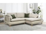 Ecksofa COLLECTION AB "Mandela L-Form, B: 264 cm", beige, B:264cm H:94cm T:184cm, 100% Polyester, Sofas, Ecksofa, Bettfunktion, Bettkasten & 5 Zierkissen, Federkern