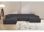 Wohnlandschaft WERK2 "Zeus-U, 330 cm breit, viel Platz, modern und zeitlos", grau (anthrazit), B:330cm H:70cm T:263cm, 90% Polyester, 10% Nylon, Sofas, Wohnlandschaft, Curvy Trend mit urbaner Optik auch in weichem Cord, U-Form
