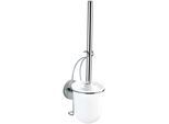 WC-Garnitur WENKO "Milazzo", grau (chromfarben, weiß), B:12cm H:36,5cm L:10cm, Edelstahl, Kunststoff, Reinigungsbürsten, WC-Garnitur, Vacuum-Loc - Befestigen ohne bohren
