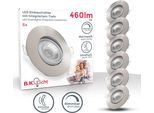 B.K.LICHT LED Einbauleuchte "6er Set Einbaustrahler, Dimmbar, Schwenkbar, LED Einbauspots", silber (silberfarben), 6, Ø 9cm H: 2,4cm, 5 Stk., Leuchten, 3.000K, 480Lm, 4,9W, Kunststoff, 9 x 2,4 cm, Nickel, LED Einbauleuchte