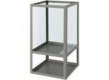 Windlicht CREATIV HOME "STAGES, Stumpenkerzenhalter aus Metall und Glas", grau (grau, transparent), B:15cm H:30cm T:15cm, Glas, Metall, Kerzenhalter, Windlicht, Kerzenhalter mit 2 Ebenen, im modernen Stil, individuell dekorierbar