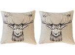 Dekokissen HOME WOHNIDEEN "CIERVO", beige (natur), B:45cm L:45cm, Baumwolle, Polyester, Dekokissen_Sitzkissen_Kissenhüllen, Dekokissen, ohne Füllung, Gobelin, SET