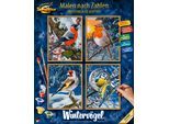 Malen nach Zahlen SCHIPPER "Meisterklasse Quattro - Wintervögel", bunt, Malvorlagen, KinderB:18cm H:24cm, Malen nach Zahlen, Made in Germany, B:18cm H:24cm