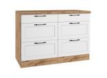 Held , Weiß, Eiche Wotan , Holzwerkstoff , 6 Schublade(n) Schubladen , 120x86x60 cm , Made in Germany , Küche, Küchenblöcke, Küchenschränke, Küchenunterschränke