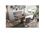 P & B , Grau, Eiche Artisan , Metall, Textil, Holzwerkstoff , Holzoptik , länglich , 120 - 160x76x80 cm , erweiterbar , Esszimmer, Essgruppen