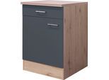 Unterschrank FLEX-WELL "Morena", grau (basaltgrau, san remo eiche), B:60cm H:85cm T:60cm, Holzwerkstoff, Schränke, Unterschrank, (B x H x T) 60 x 85 x 60 cm