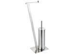WC-Garnitur WENKO "Lirio", silber (satiniert), B:15cm H:68,5cm L:30cm, Metall, Reinigungsbürsten, WC-Garnitur
