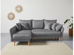 Ecksofa HOME AFFAIRE "Granbo L-Form, B: 240 cm", grau, B:240cm H:95cm T:170cm, 100% Polyester, Sofas, Ecksofa, Bettfunktion, Bettkasten, Taschen & 5 Zierkissen, Federkern