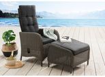 Gartensessel DESTINY "PALMA CASA", grau, Obermaterial: 100% Polyester. Füllung: 100% Polyurethan, Sessel, Gartensessel, Aluminium, Polyrattan, inkl. Fußhocker und Auflagen