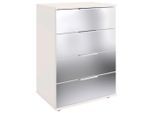 P & B , Klar, Weiß , Glas, Holzwerkstoff , 4 Schublade(n) Schubladen , 52x74x38 cm , BQ - Bündnis für Qualität, Made in Germany, DIN EN ISO 9001 , Typenauswahl , Schlafzimmer, Nachtkästchen