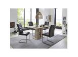 P & B , Anthrazit, Eichefarben , Metall, Textil, Holzwerkstoff , Holzoptik , länglich , 140-220x76x90 cm , erweiterbar , Esszimmer, Essgruppen