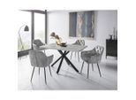 P & B , Grau , Metall, Textil, Holzwerkstoff , Betonoptik , länglich , 140x76x90 cm , Esszimmer, Essgruppen