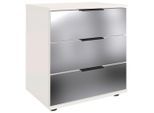 P & B , Weiß , Glas, Holzwerkstoff , 3 Schublade(n) Schubladen , 52x58x38 cm , BQ - Bündnis für Qualität, Made in Germany, DIN EN ISO 9001 , Typenauswahl , Schlafzimmer, Nachtkästchen