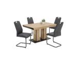 P & B , Anthrazit, Eiche Artisan , Metall, Textil, Holzwerkstoff , Holzoptik , länglich , 140-220x76x90 cm , erweiterbar , Esszimmer, Essgruppen