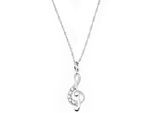 Kette mit Anhänger AMOR "Notenschlüssel", bunt (silberfarben, weiß), Halsketten, Damen, Silber 925 (Sterlingsilber), L: 45, mit Zirkonia (synth.)