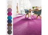 Teppichboden ANDIAMO "Sophie, Frisee-Velours, Gesamthöhe 12 mm, Luxusklasse LC3", lila (flieder), B:500cm L:500cm, Kunstfaser, Teppiche, Uni Farben, Breite 400 cm oder 500 cm, strapazierfähig & pflegeleicht